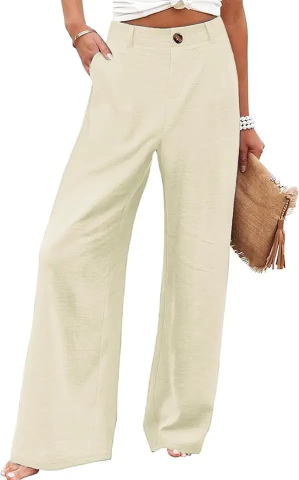 Fooullaide Women High Waist Wide Leg Palazzo Dressy Work Pants with Pocket