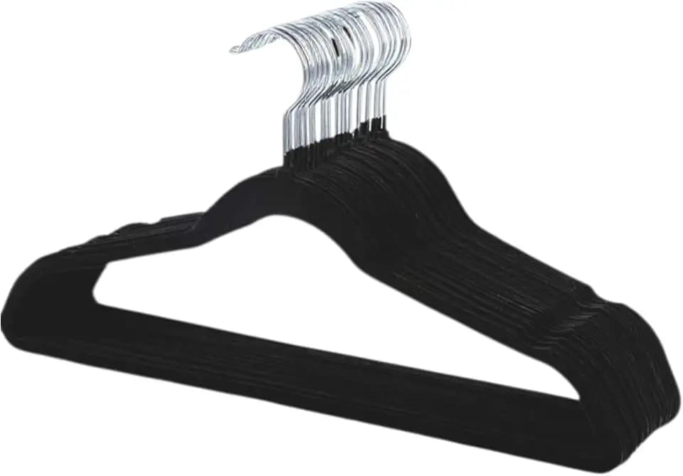 50-Pack Velvet Hangers – Heavy Duty, Non-Slip Clothes Hangers with Chrome Hooks | Slim & Space-Saving Design for Coats, Suits & Plus Size Tops