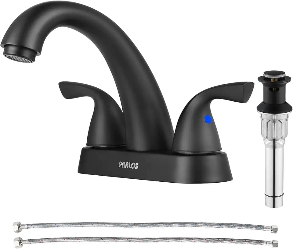 PARLOS Bathroom Sink Faucet 4 Inch Centerset for Vanity, Matte Black