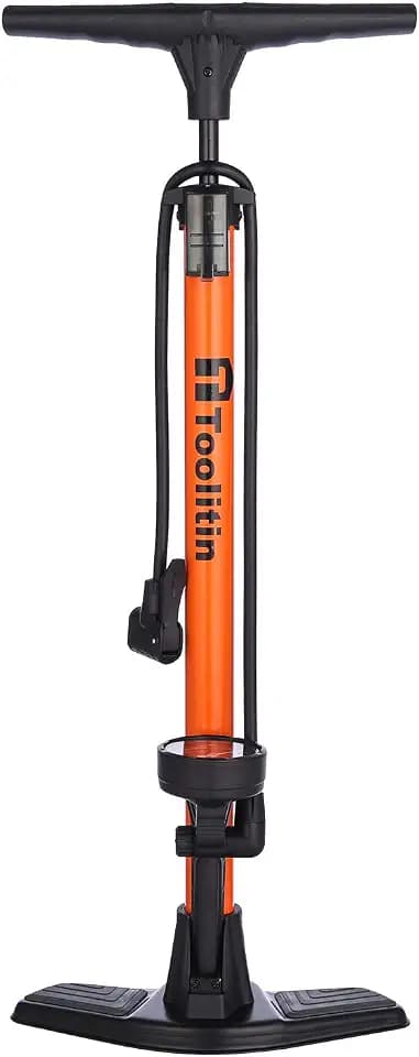 TOOLITIN Floor Bike Pump with Gauge,High Pressure,Bicycle Pump Compatible with Presta and Schrader Valve,Bike Tire Pump for Road Bike,MTB,Hybrid,Balls