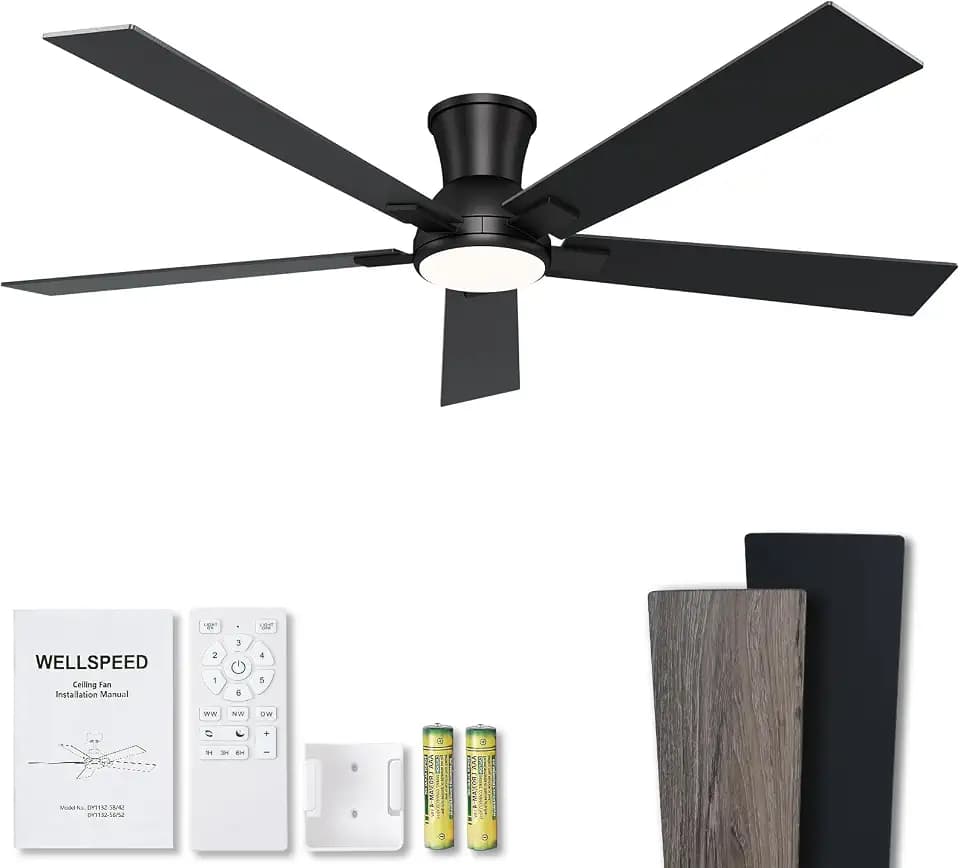 60 Inch Black Ceiling Fans with Lights and Remote