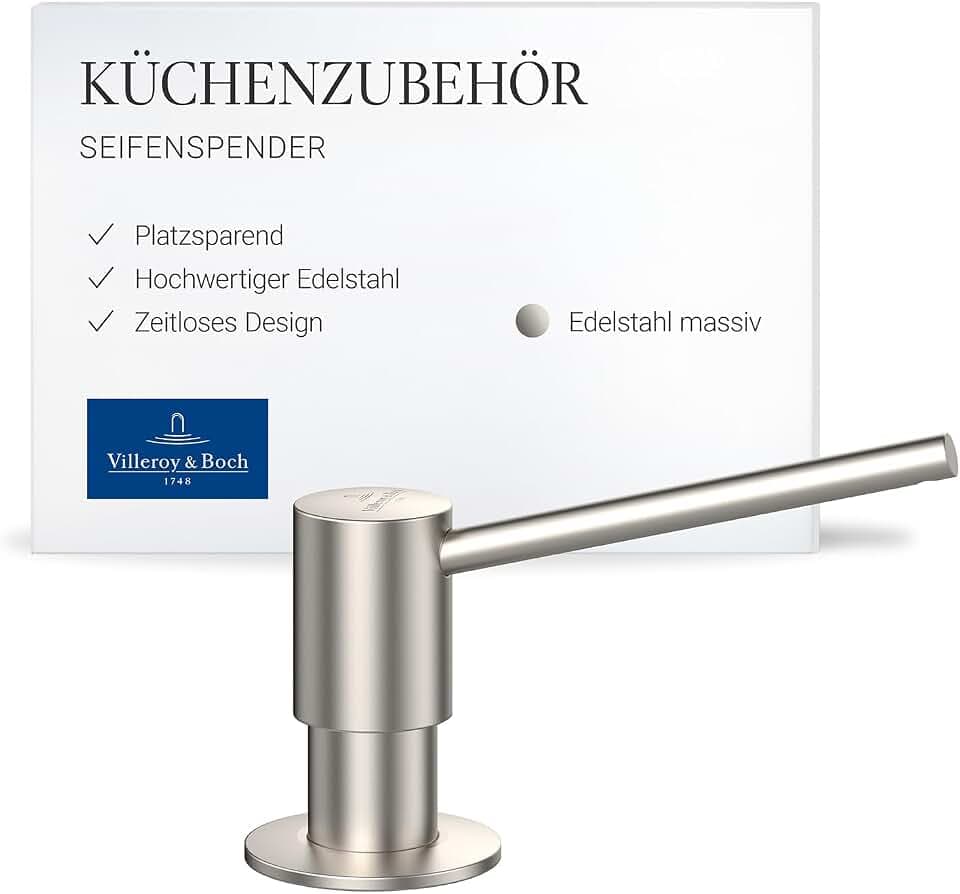 Villeroy & Boch Seifenspender, rund, 250 ml – Edelstahl massiv