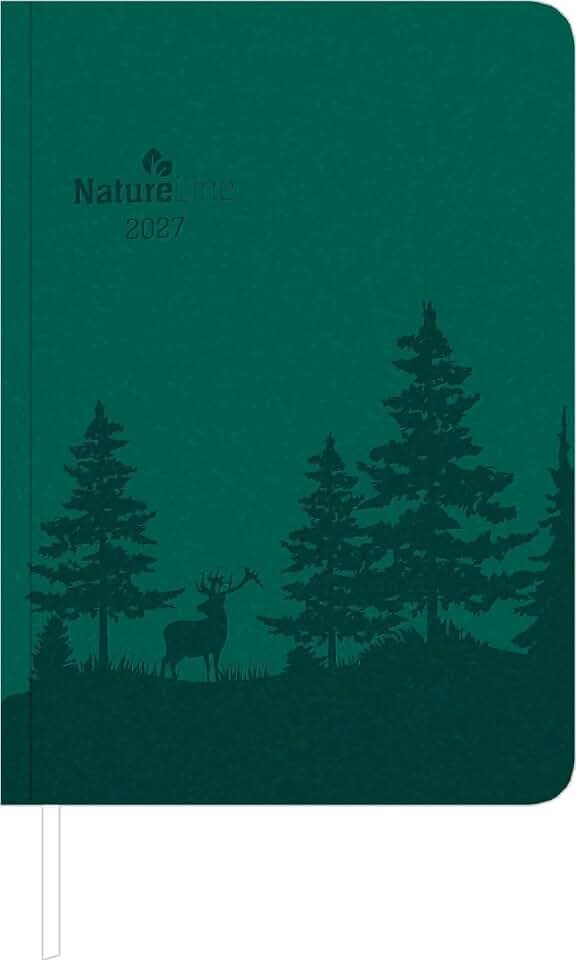 Buchkalender Forest 2027: Taschenkalender A5 (15x21 cm) - Tagesplaner mit Zeiteinteilung, Leseband, Notizbereich & Monatsübersicht, für Beruf, Schule & Alltag