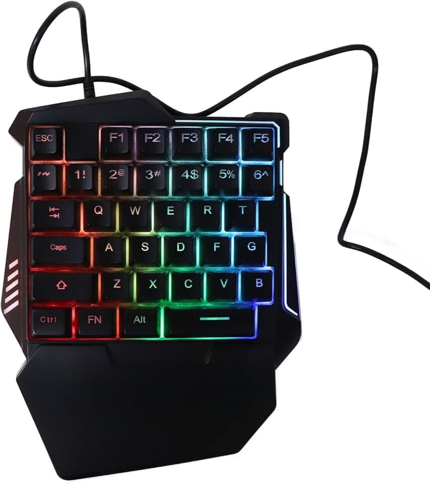 EBTOOLS One Handed Gaming Keyboard, 35 Keys Colorful RGB Backlight Half Keyboard, Professional USB Interface Ergonomic Keypad, for Gaming Office Work