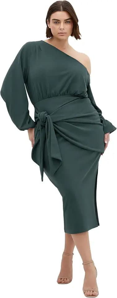 City Chic Women's Plus Size Cocktail Dress - Alysia Tie Front Midi