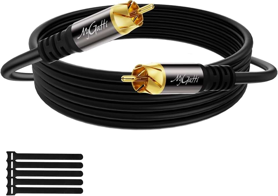 7.5m Subwoofer Kabel,RCA auf RCA kabel,digitales Koaxialkabel Premium,S/PDIF Cinch Kabel für Heimkino,HDTV,subwoofer,Hi-Fi-System,Verstärker,verzinntes Kupfer,doppelt geschirmt+5 Kabelbindern