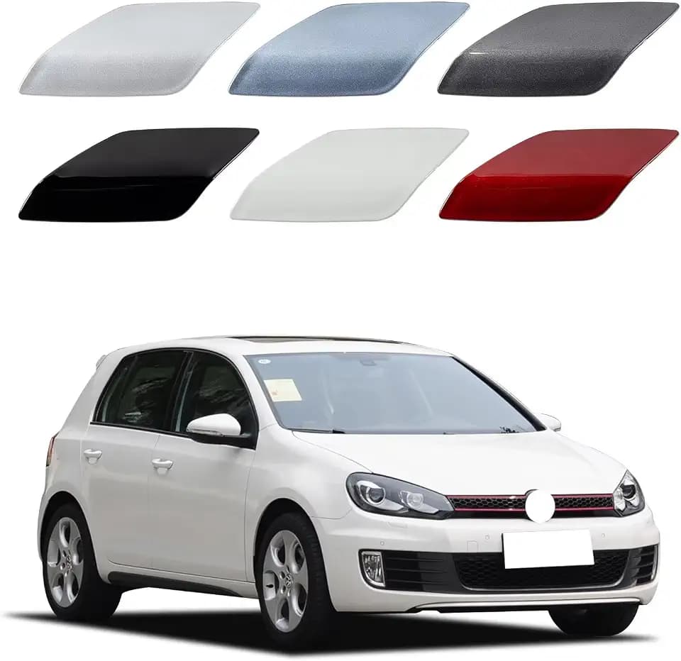 Car Front Bumper Replacement Headlight Washer Cover Fit for VW Golf VI 6 MK6 GTI 2009 2010 2011 2012 5K0955109A 5K0955110A (Black, Right Passenger Side)