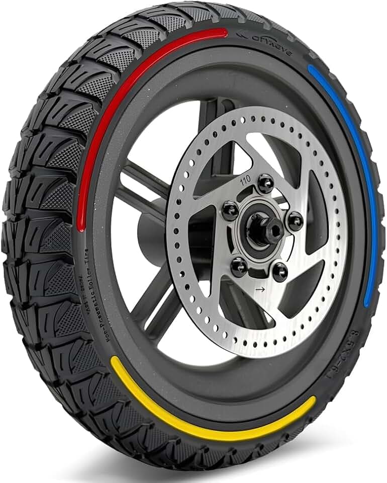 Roller-Rad, 8,5 x 2,0 Zoll mit 110 mm Scheibenbremse, kompatibel mit Gotrax Gxl V2/Xr Elite/Apex Max und Elektro-Roller Xioami M365/1s, Geländereifen, pannensicher