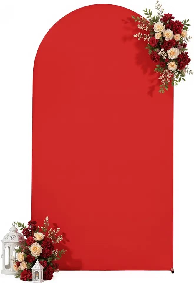 7.2 FT Arch Backdrop Cover Stretchy Red Arch Covers Elastic Spandex Fabric for Chiara Backdrop Stand, Wedding Decor for Birthday Baby Shower Banquet Party Supplies