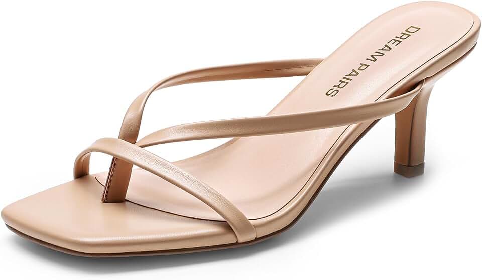DREAM PAIRS Women's Flip-Flops Kitten Heels Sandals