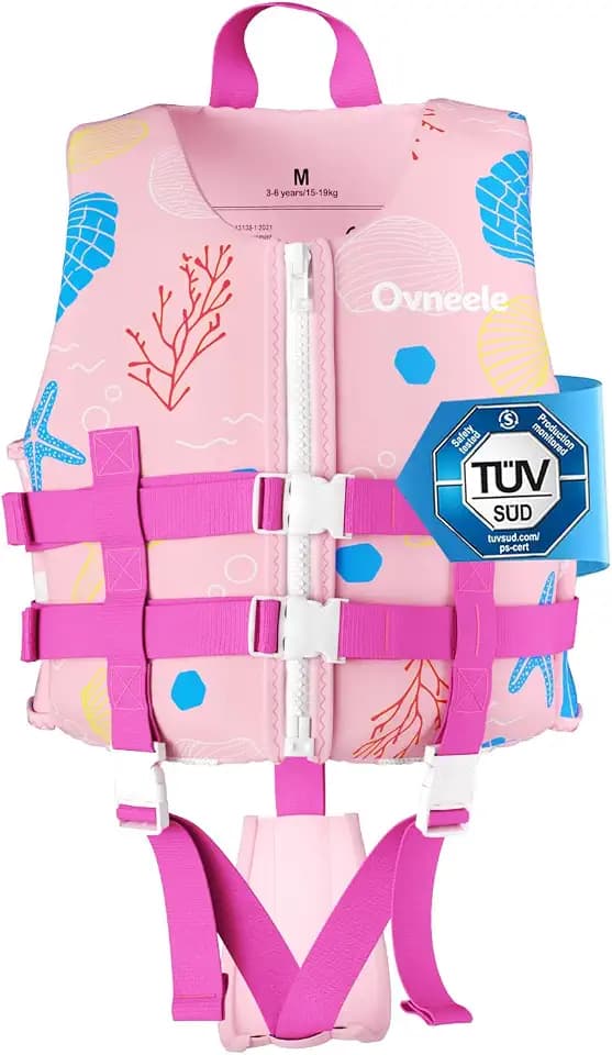Kinder Schwimmweste, Schwimmjacke mit verstellbarem Sicherheitsgurt, TÜV geprüfte Schwimmhilfe für Kinder ab 2 Jahre mit extra weichem Premium Neopren für Schwimmbad, Strand