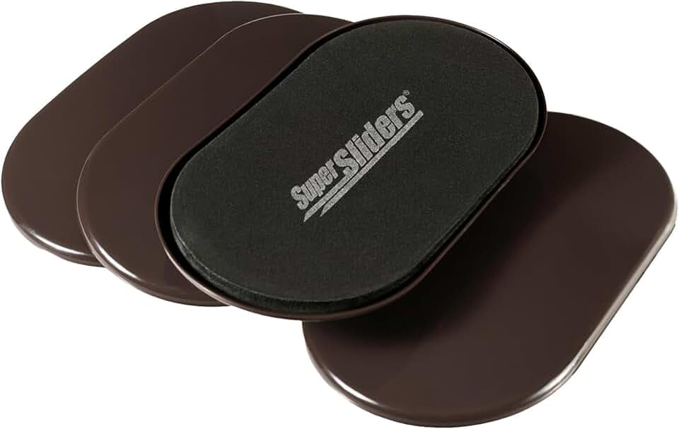 Super Sliders 14,6 x 24,1 cm Ovale, Wiederverwendbare Möbelgleiter für Teppiche, müheloses Bewegen und Oberflächenschutz, Braun, 4 Stück