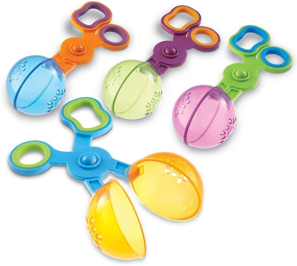 Learning Resources Handy Scoopers Schöpfschere 4er Set, Feinmotorik Spielzeug für Kinder ab 3 Jahren, Sandkasten und Wasserbecken, Hand-Auge-Koordination üben, Bunte Scheren