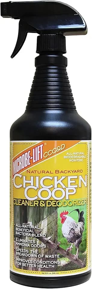 MICROBE-LIFT Chicken Coop Cleaner and Odor Eliminator, Use on All Surfaces and Supplies, Turns Chicken Poop Into Fertilizer, Ammonia Reducer, Highly Concentrated and Safe Formula, 32 Ounces