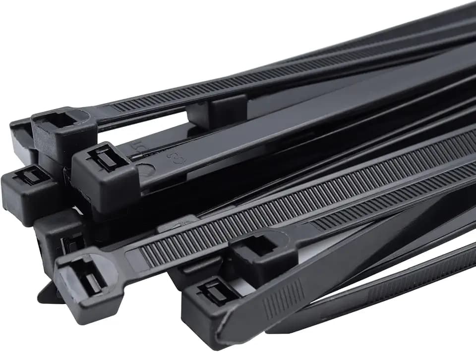 large zip ties 48 inch black cable ties heavy duty outdoor use 12 pieces long plastic tie wraps uv resistant 200 lbs Tensile Strength