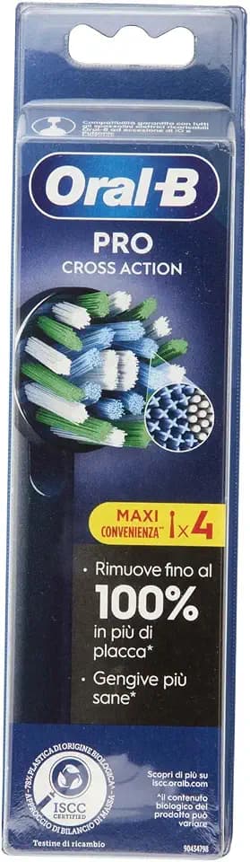 Oral-B Cross Action elektrische Zahnbürstenköpfe, Packung mit 4 schwarzen Ersatzbürsten, abgewinkelte Borsten, die sich an jeden Zahn anpassen für eine gründliche Reinigung