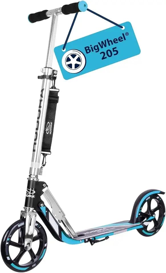 HUDORA BigWheel 205 Scooter - Stabiler Aluminium-Roller - Höhenjustierbarer & zusammenklappbarer Cityroller mit Ständer - Sportlicher Kinder- & Erwachsenenroller für bis zu 100kg