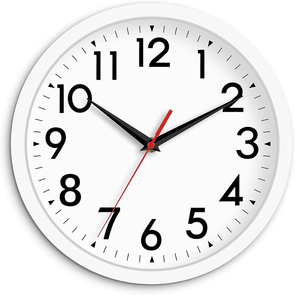 DAXSMY 10 Inch Wall Clock, Battery Operated Silent Non Ticking