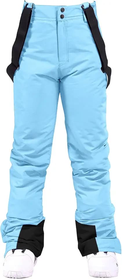 HOTIAN Damen Skihose Hosenträgerhose Snowboardhose Damen Winter Warm Wasserdicht Winddicht Abnehmbare Skilanglaufhose Thermohose Wanderhose Blue M
