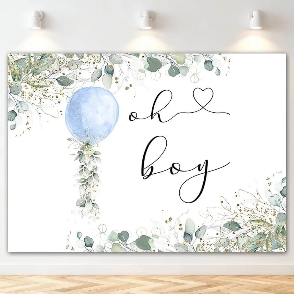 Mocsicka Greenery Oh Boy Baby Shower Backdrop for Boy 7x5ft