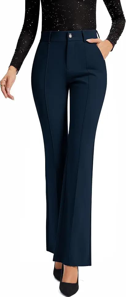 FUNYYZO Flare Work Pants for Women Stretchy Bootcut Leg Slacks for Business