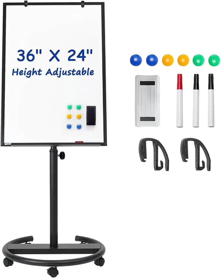 Tankee Mobile Whiteboard, 36x24 Inches Magnetic Dry Erase Board on Wheels