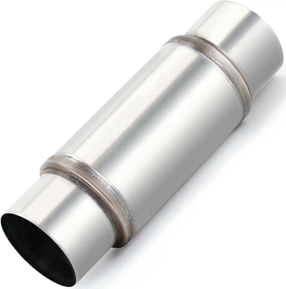 LCGP 5" Inlet Diesel Exhaust Muffler, 5" Inlet & Outlet, 5" x 10.5" Body 17.3" Whole Length Universal Resonator, Straight Through Design, Stainless Steel Mufflers Resonator