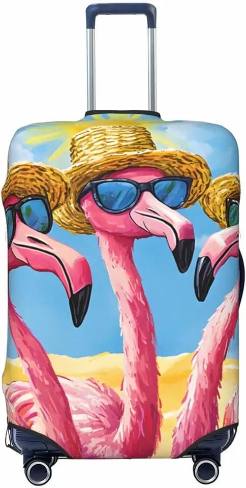 Flamingo Print Luggage Cover, Elastic Suitcase Protector with Double Opening Design, Available in X-Large (29-32 inches)