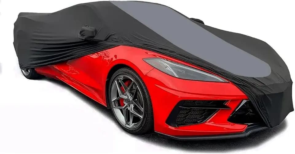 Corvette C8 Indoor Car Cover | Custom Fit for 2020-2026 Stingray, Z51, Z06 | Dust-Proof & UV Resistant Fabric | Breathable, Anti-Scratch Protection with Storage Bag (Black & Gray)