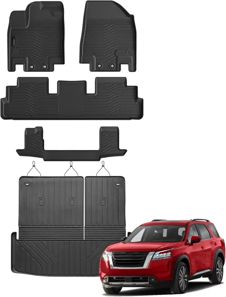 AUXKO Floor Mats Cargo+Backrest Mat for Nissan Pathfinder 7 Seat 2026-2022
