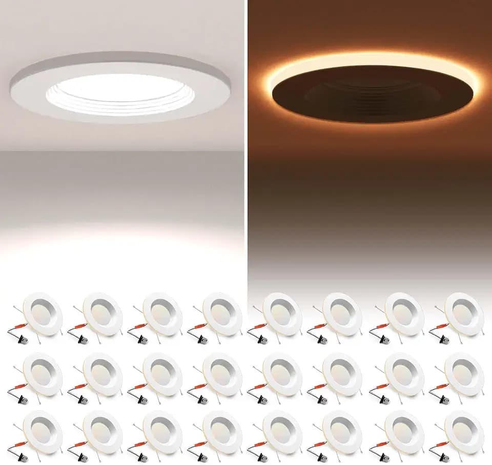POWERASIA 24 Pack 5/6 Inch LED Metal Recessed Lighting with Night Light