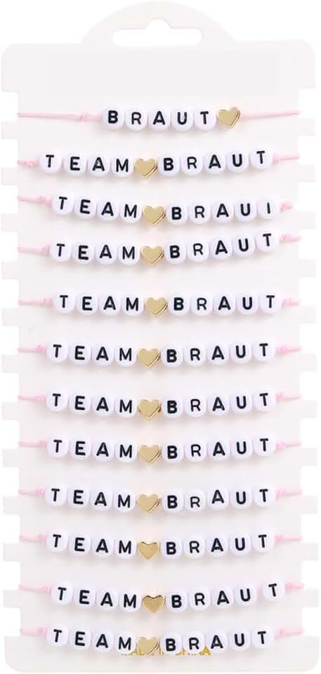 12 Stück Team Braut ArmbäNder Junggesellenabschied Frauen Bachelorette Party Accessories Poltern Frauen Girlande JGA Deko Armband Hen Party Dekoration Rosa für Hochzeitsgeschenke Brautjungferngruppen