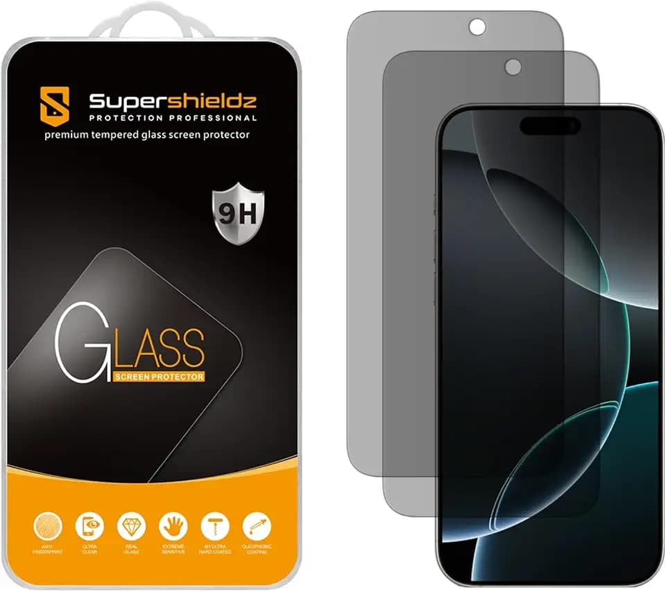 Supershieldz (2 Pack) (Privacy) Anti Spy Screen Protector Designed for iPhone 17, 17 Pro, 16 Pro (6.3 inch), Tempered Glass, Anti Scratch, Bubble Free