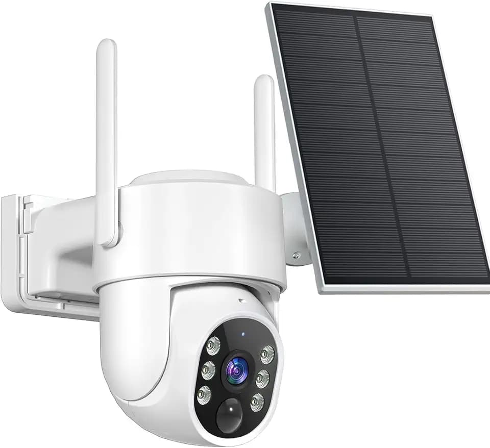 Gianteye 4MP Solar Security Cameras Wireless Outdoor, WiFi Security Camera Outside with Color Night Vision, Solar & Battery Powered 2.4G&5G Camera for Home Security,Compatible Home Hub Only