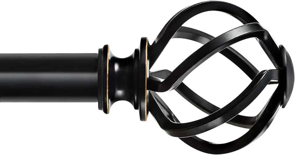 KAMANINA Black Curtain Rod for Windows 66 to 120 Inch, Long Drapery Rods