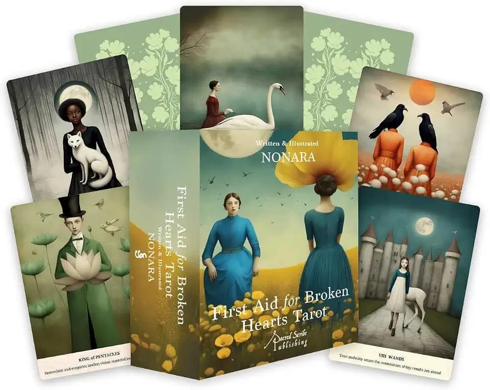 First Aid for Broken Hearts Tarot: Compassionate Insight for Solace and Guidance through Healing (78 Full-Color Cards and 98-Page Full-Color Guidebook)