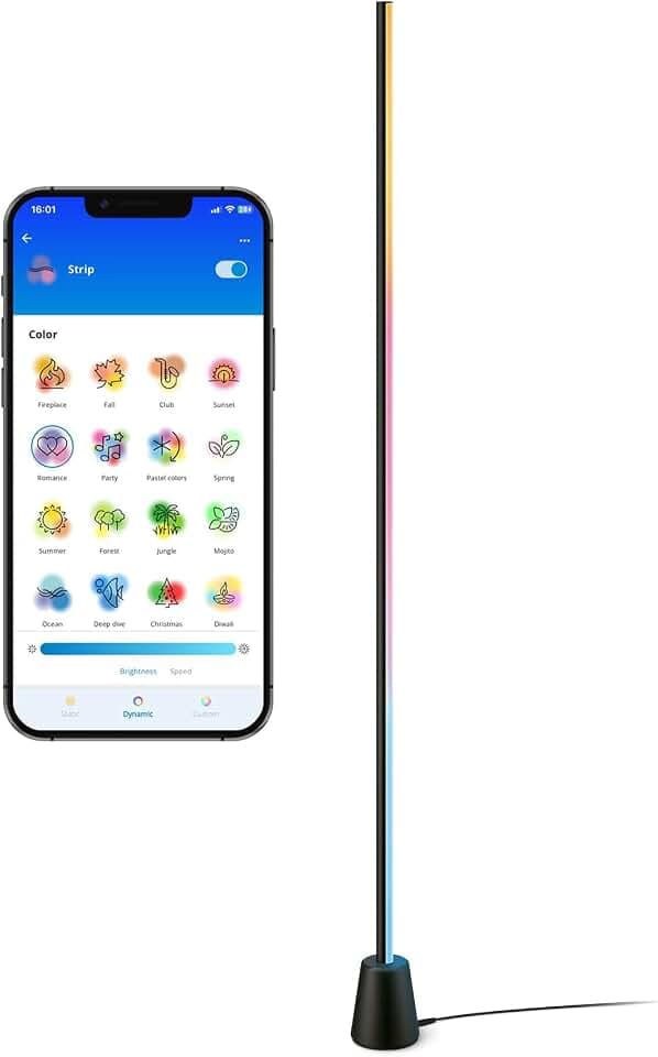 Philips Smart Lighting Gradient Floor Light, RGBIC LED, Multicolor Effects, Sync with TV and Music, Immersive Light, Easy Setup, Connected by WiZ, Compatible with Alexa, Google Home, Apple Home 
