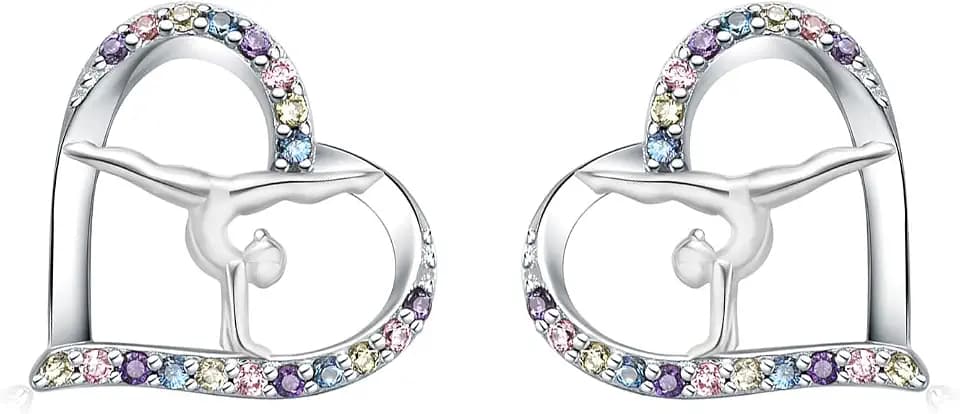 925 Sterling Silver Gymnastics Stud Earrings Hypoallergenic Gymnastics Gifts Jewelry for Gymnast Women