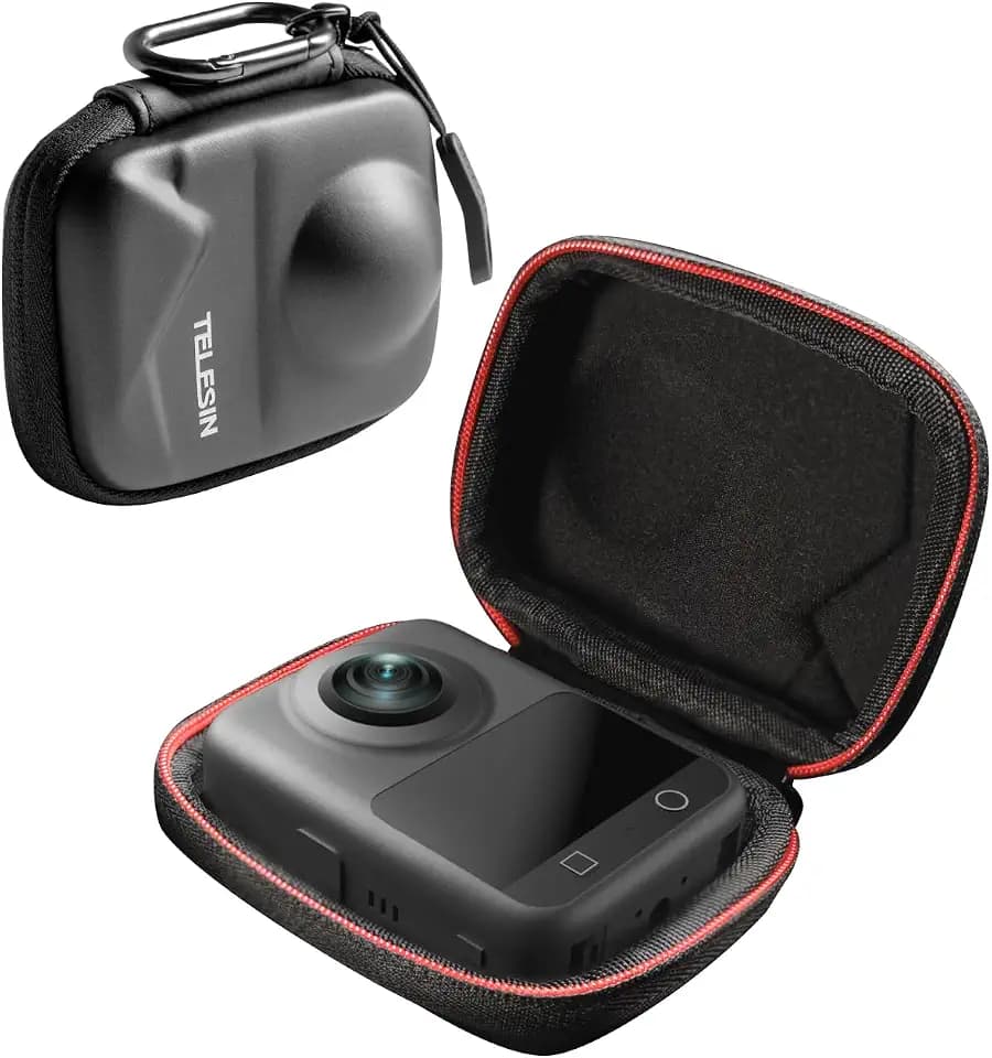 TELESIN Osmo 360 Carry Case Carrying Travel Bag for DJI Osmo 360 Portable Small Storage Bag Protective Cover Hard Shell Travel Protector with Wrist Strap Carabiner for DJI Osmo 360 Accessories