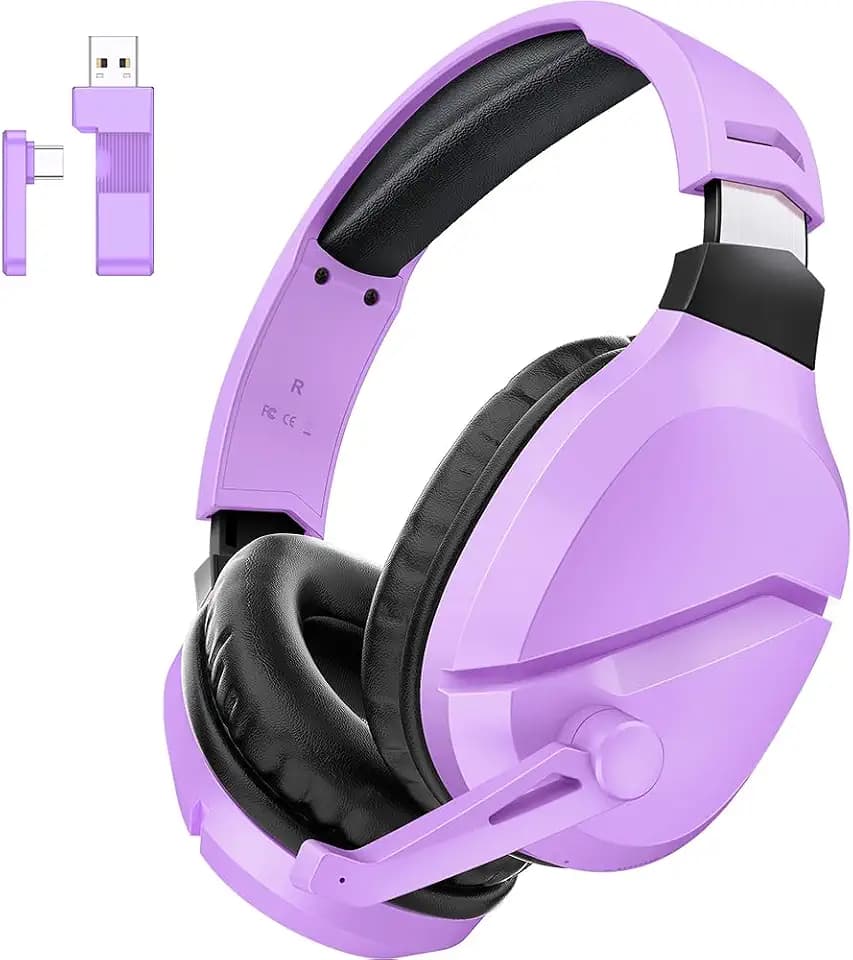 WolfLawS Wireless Gaming Headset with Mic for PS5 PC PS4, Purple