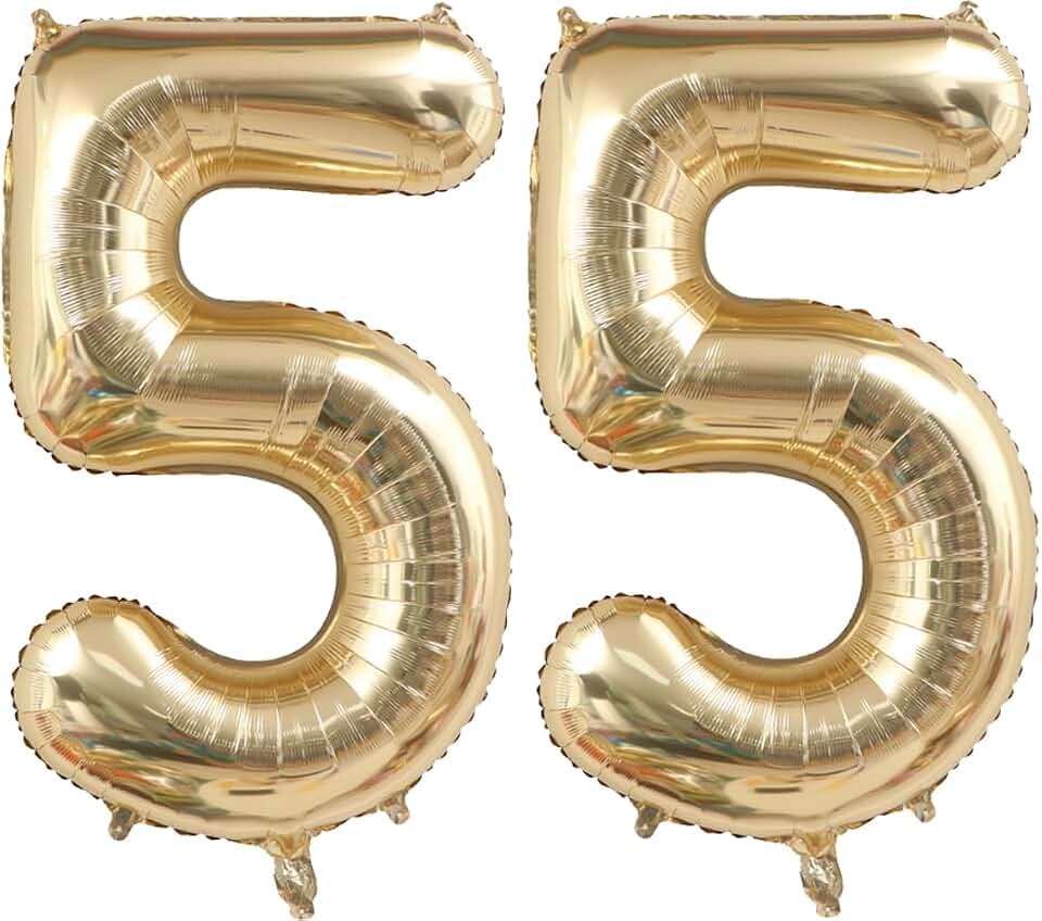 Light Gold Number 55 Foil Balloons 40 Inch White Gold 66 Mylar Balloon