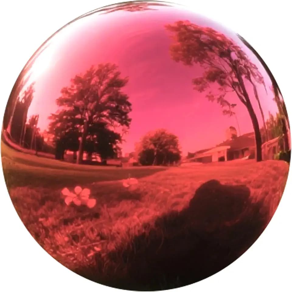 12 Inch Stainless Steel Gazing Ball, Red Mirror Sphere for Garden Décor