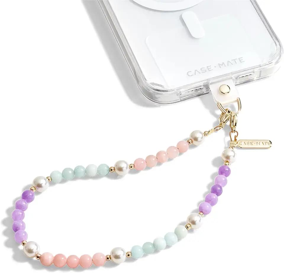 Case-Mate Phone Charm Wrist Strap with Beaded Pearls and Gold - Sugar Rush