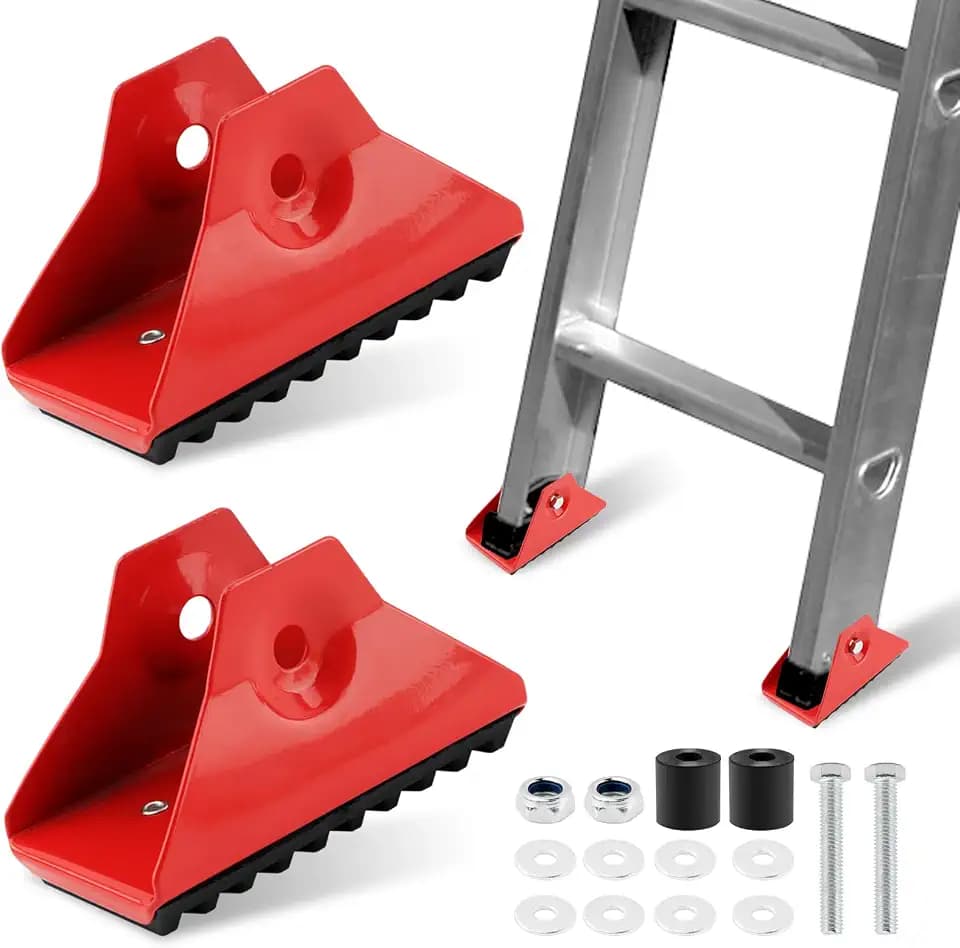 Anti-Skid Shoe Kit for Extension Ladders, 2 Pack Ladders Feet Replacement Parts Rubber Padded Feet Ladder Feet Accessories Parts, Inner Width 4cm/1.57inch(Red,Fixed)