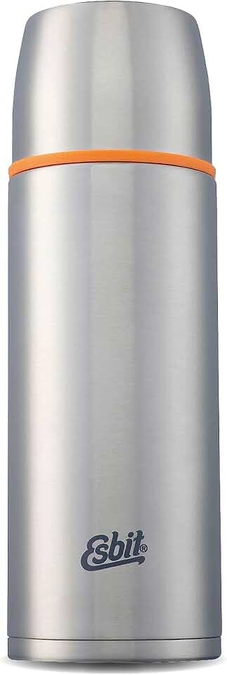 Esbit Edelstahl Isolierflasche Classic 1000 ml - für warme und kalte Getränke - Edelstahl Thermoflasche mit 2 Bechern