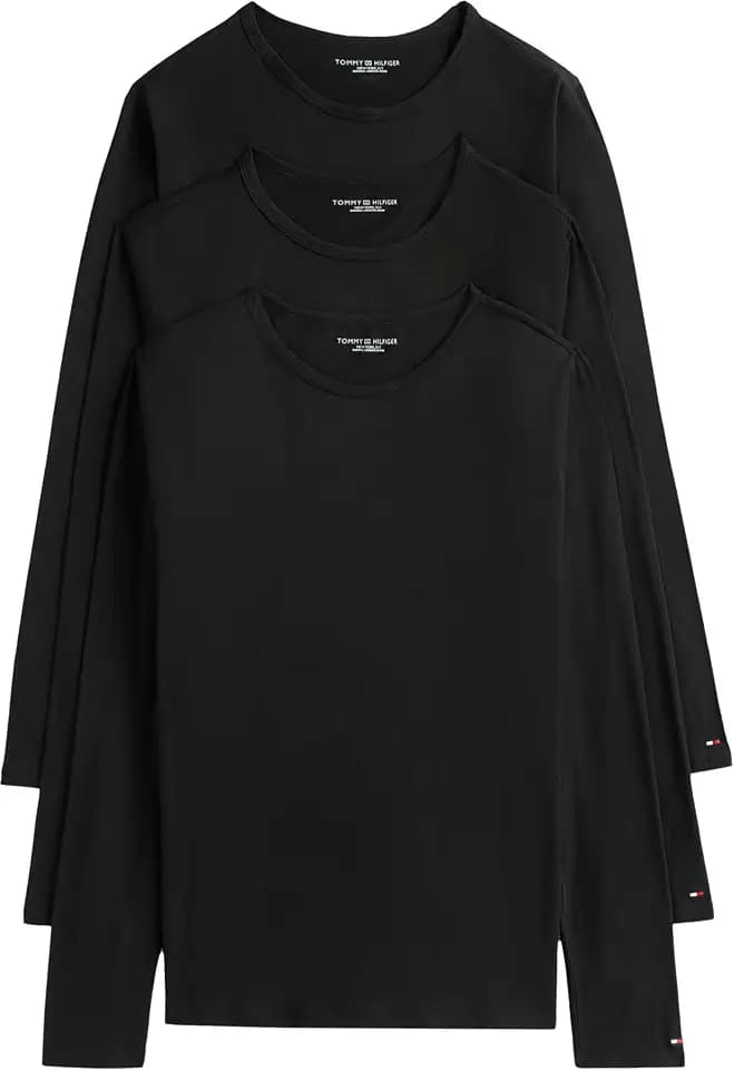 Tommy Hilfiger Herren 3er Pack Langarmshirts mit Rundhalsausschnitt
