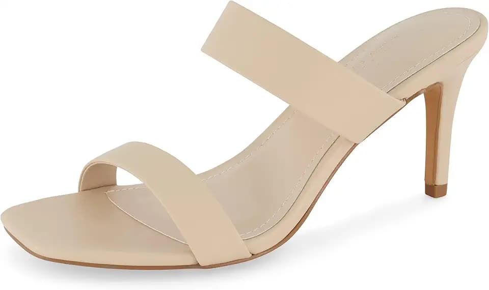 CUSHIONAIRE Prize Kitten Heel Sandals for Women, Two Strap Open Toe Dress Sandals with Memory Foam