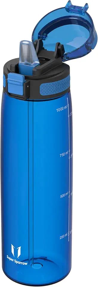 Sparrow Trinkflasche mit Strohhalm - Tritan Wasserflasche 500ml, 750ml, 1L