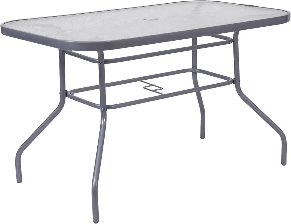 Flash Furniture Commercial 27.5x47.25 in Steel Patio Table, Silver