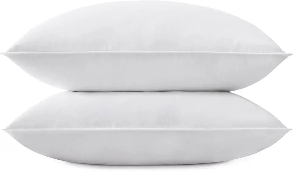 SNUG&COZY Grey Goose Feather Down Pillow for Sleeping(2 Pack)- Queen Size(20IN×30IN), Goose Feather&Down Filling, 100% Cotton Cover, 100% Down Proof, Machine Wash, White